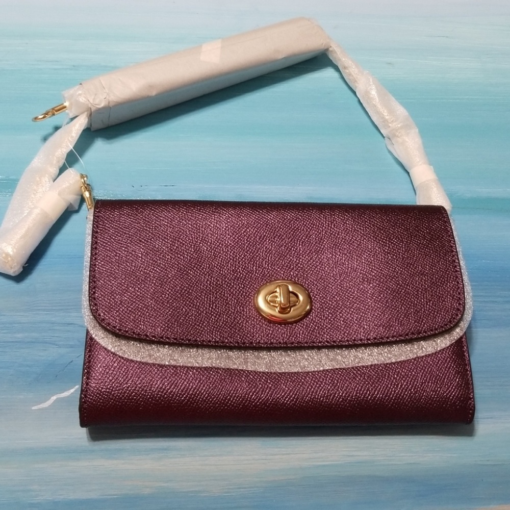 Coach F22828 Chain Crossbody Bag Raspberry NWT - Picture 5 of 8